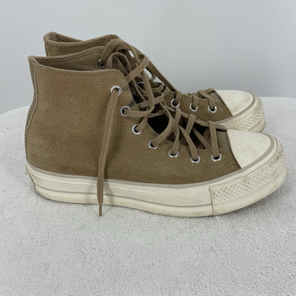CONVERSE Chuck Taylor All Star Lift Platform Suede Khaki (A03250C) Sz 8.5 Womens